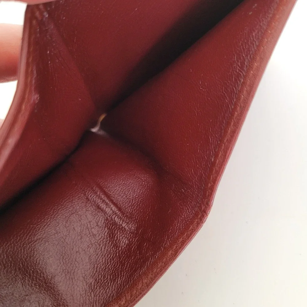 Cartier Paris Must de Cartier Burgundy Leather Bifold Wallet Gold Corners Vintag